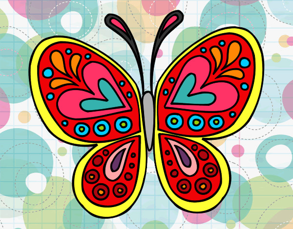 Dibujo Mandala mariposa pintado por happysmile