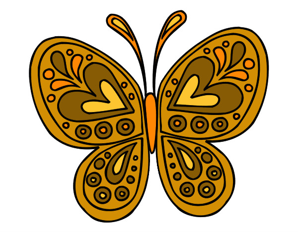 Dibujo Mandala mariposa pintado por marchzoila