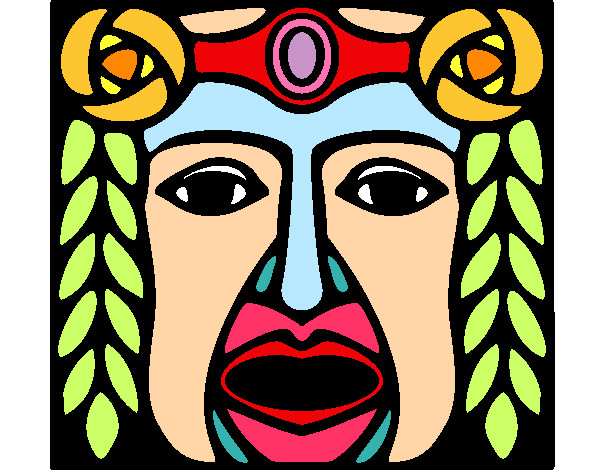 Dibujo Máscara Maya pintado por flaxi
