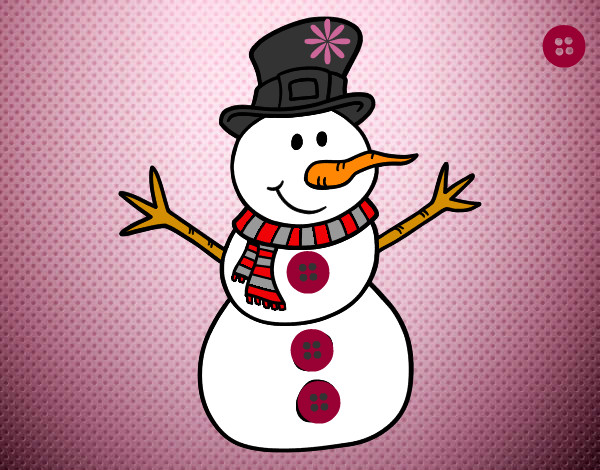 Dibujo Muñeco de nieve con sombrero pintado por yarelieste