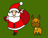 Dibujo Papá Noel y un reno pintado por LUBelieber