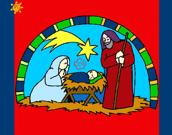 Dibujo Pesebre de navidad pintado por sandiego3