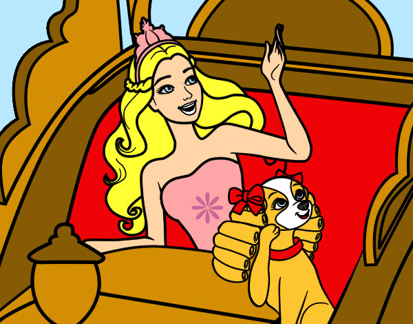 Dibujo Princesa cantante y su perrita pintado por bessel