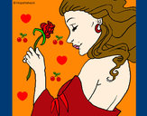 Dibujo Princesa con una rosa pintado por solesit