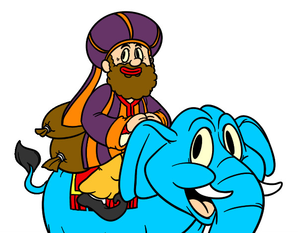 Dibujo Rey Baltasar en elefante pintado por Prinstacy