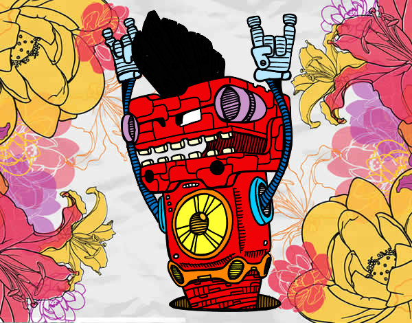 Dibujo Robot Rock and roll pintado por flaxi