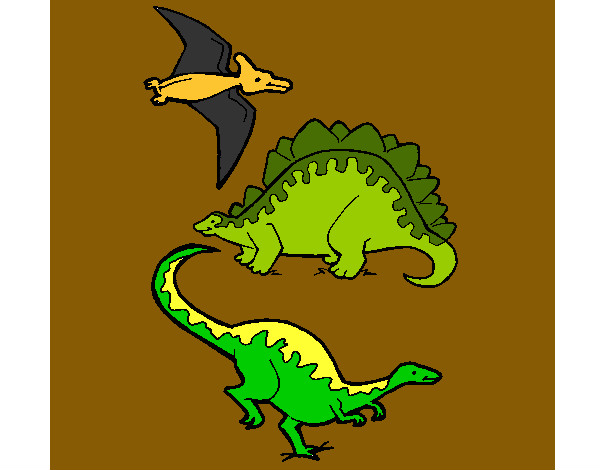 Dibujo Tres clases de dinosaurios pintado por ELIZABEY