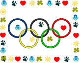 Dibujo Anillas de los juegos olimpícos pintado por huesitos