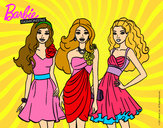 Dibujo Barbie y sus amigas vestidas de fiesta pintado por jackelinee