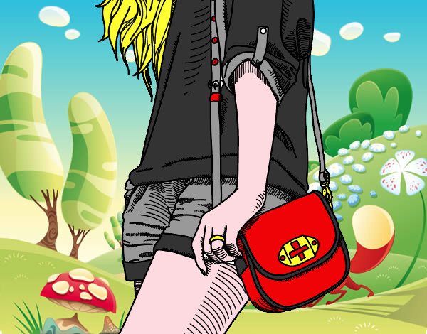 Dibujo Chica con bolso pintado por ladyandrea