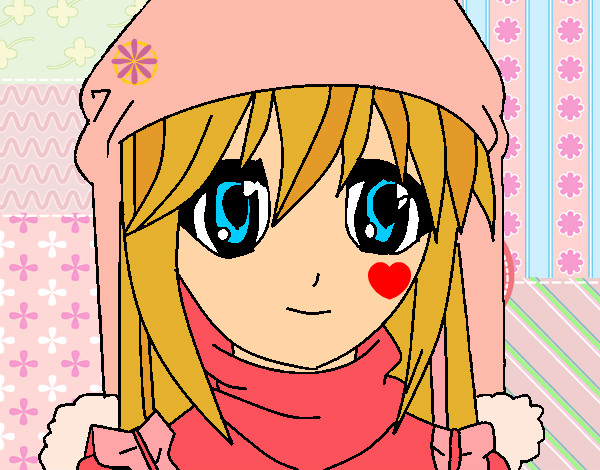 Dibujo Chica con gorro pintado por olichi