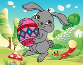 Dibujo Conejo con huevo de pascua pintado por lucelena