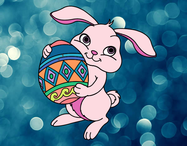 Dibujo Conejo con huevo de pascua pintado por ramoncita