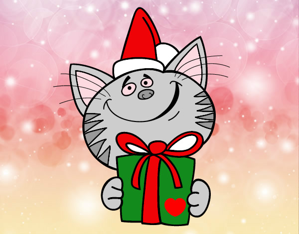 Dibujo Gato con regalo pintado por AlyThays