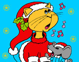 Dibujo Gato y ratón navideños pintado por 123refgigb