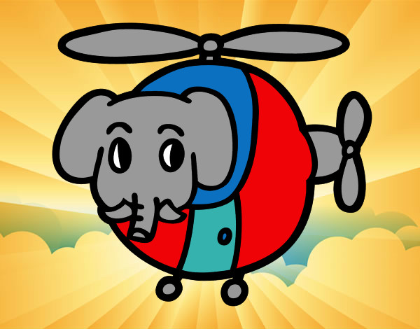 Dibujo Helióptero con elefante pintado por Aincognito