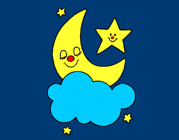 Dibujo Luna y estrellas pintado por melyna