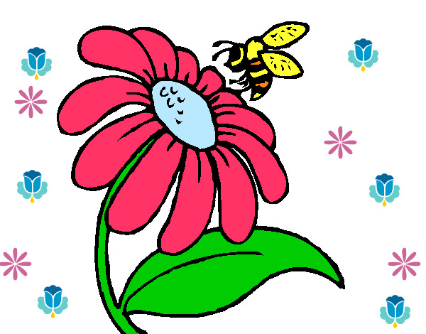 Dibujo Margarita con abeja pintado por Carooliina