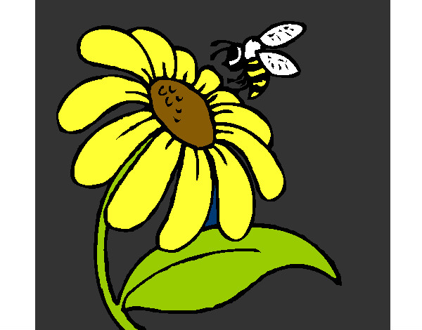 Dibujo Margarita con abeja pintado por NEGRA159