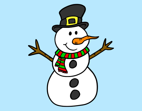 Dibujo Muñeco de nieve con sombrero pintado por dan1elitoo