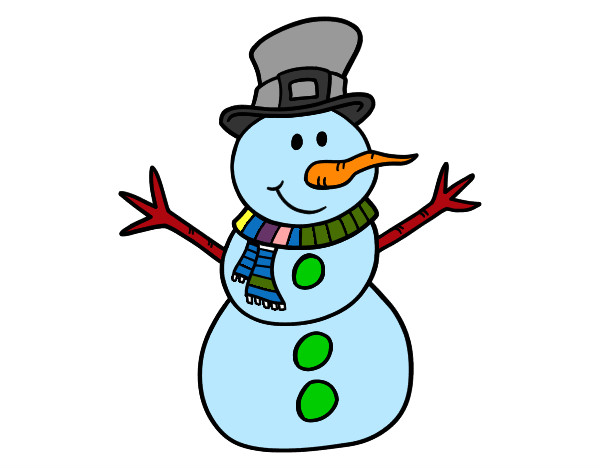 Dibujo Muñeco de nieve con sombrero pintado por sandiego3