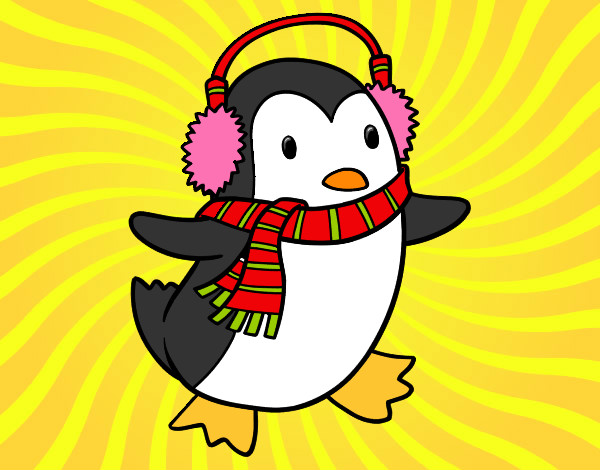 Dibujo Pingüino con bufanda pintado por AndyJane
