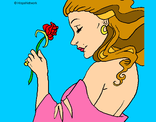 Dibujo Princesa con una rosa pintado por katherin12
