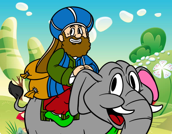 Dibujo Rey Baltasar en elefante pintado por Sisi14