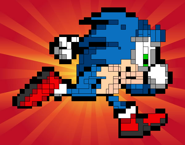Dibujo Sonic cuadrado pintado por superbea