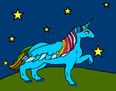Dibujo Unicornio mirando las estrellas pintado por unicorn