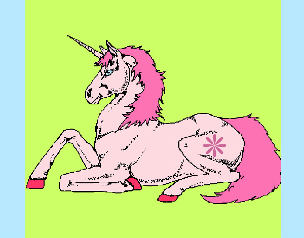 Dibujo Unicornio sentado pintado por unicorn