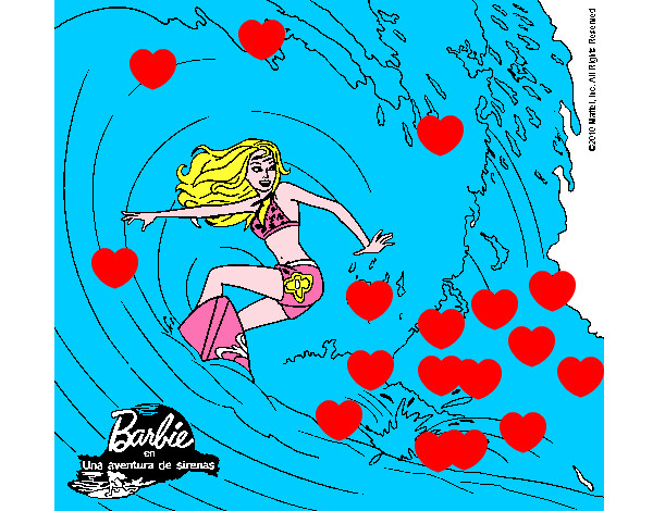 Dibujo Barbie practicando surf pintado por leidybello