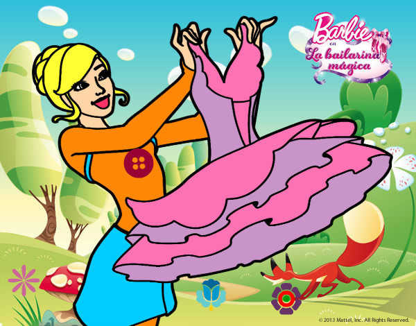 Dibujo Barbie y su vestido de ballet pintado por LupitaE