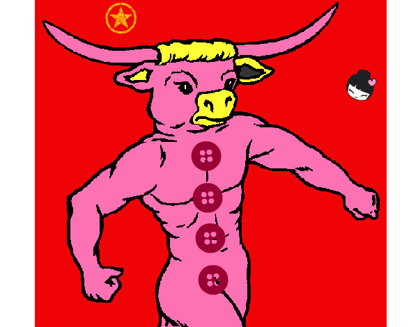 Dibujo Cabeza de búfalo pintado por supersergi