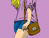 Dibujo Chica con bolso pintado por lokita10
