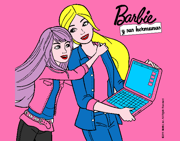 Dibujo El nuevo portátil de Barbie pintado por leidybello