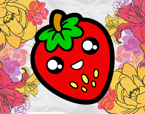Dibujo Fresa feliz pintado por vicky6913