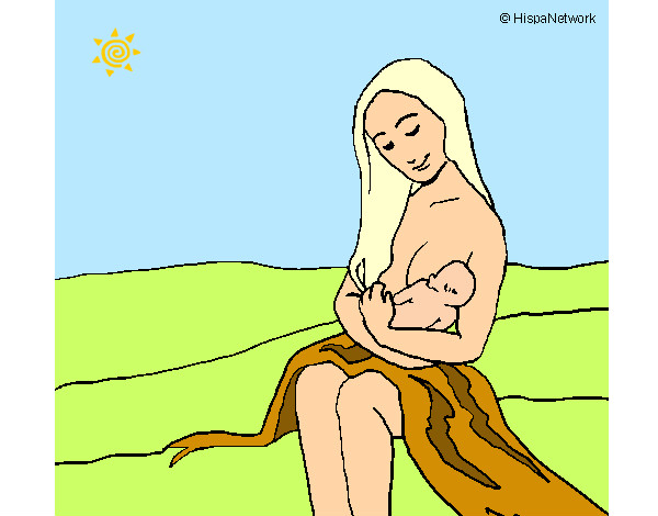 Dibujo Madre con su bebe pintado por Mirly