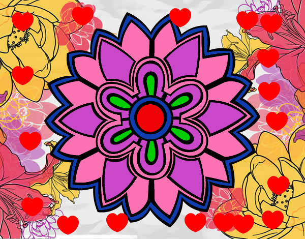 Dibujo Mándala con forma de flor weiss pintado por leidybello