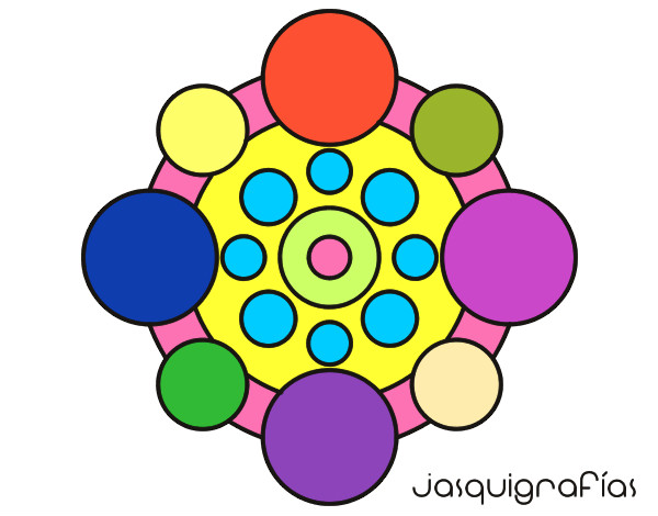 Dibujo Mandala con redondas pintado por valentay