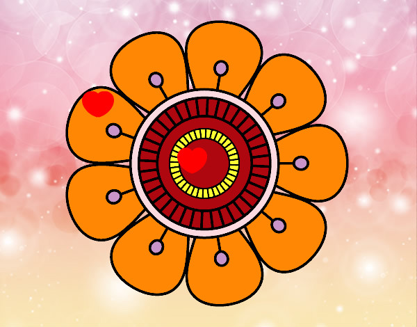 Dibujo Mandala en forma de flor pintado por CaitlinM