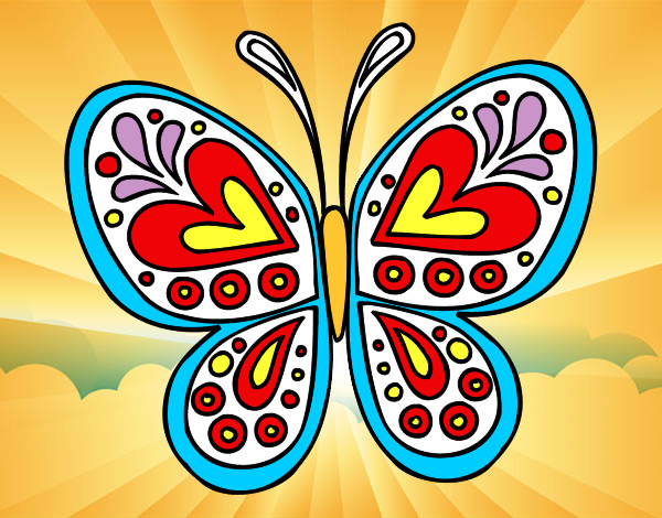 Dibujo Mandala mariposa pintado por puchita