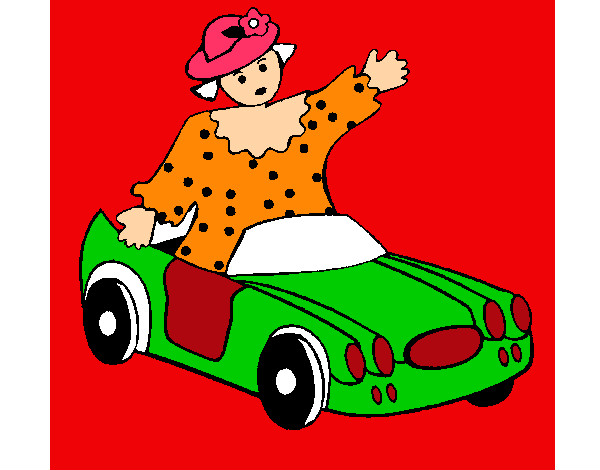 Dibujo Muñeca en coche descapotable pintado por gisbler