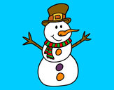 Dibujo Muñeco de nieve con sombrero pintado por -gisela-