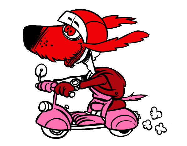 Dibujo Perro motorista pintado por elihu
