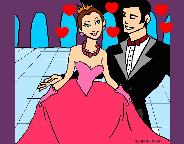 Dibujo Princesa y príncipe en el baile pintado por alitosis