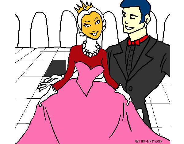 Dibujo Princesa y príncipe en el baile pintado por elihu