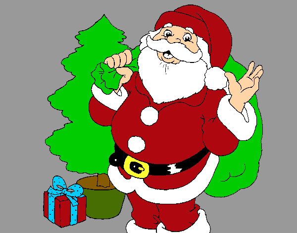 Dibujo Santa Claus y un árbol de navidad pintado por kevonzky