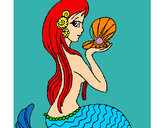 Dibujo Sirena y perla pintado por cecysva
