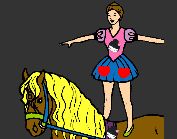 Dibujo Trapecista encima de caballo pintado por ARIC